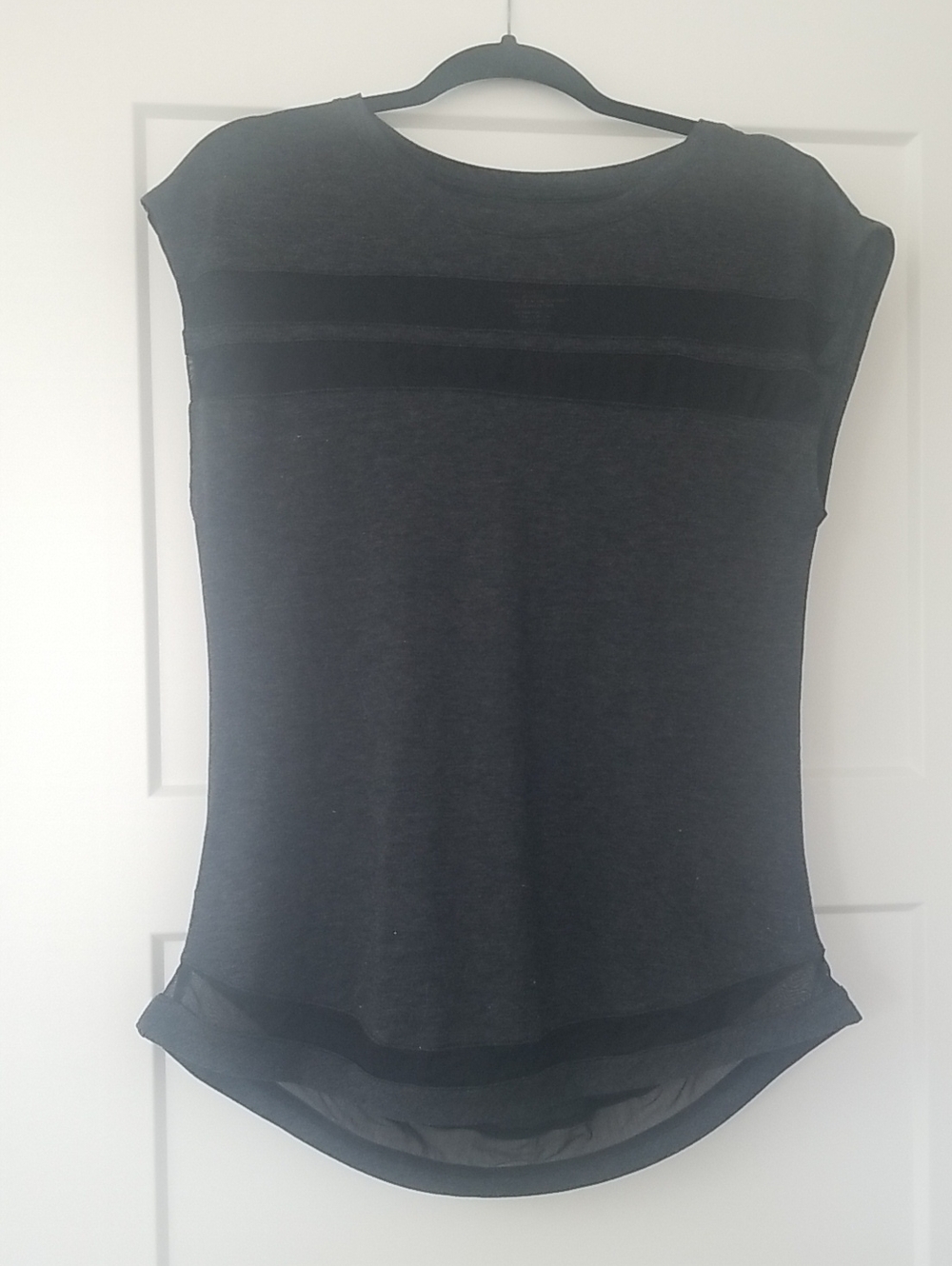 Bally total fitness black Cap-Sleeve Tank with Sheer Trim